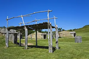 North Dakota Prints: On-A-Slant Indian Village, Fort Lincoln State Park, Mandan, North Dakota