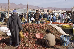 Vegetables Prints: Onions at the weekly market, Tinnerhir, Morocco, North Africa, Africa