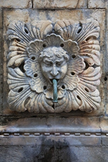 Stradun Prints: Detail of Onofros fountain, Stradun, Dalmatia, Croatia, Europe