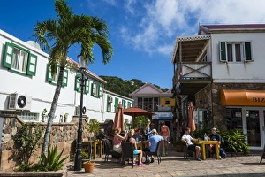 Casual Clothing Prints: Open air cafe in Windwardside, Saba, Netherland Antilles, West Indies, Caribbean