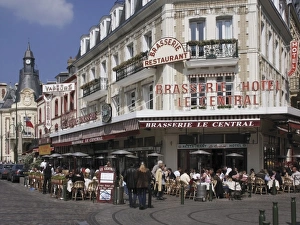 Calvados Prints: Open air pavement brasserie restaurant, Trouville, Calvados, Normandy, France, Europe