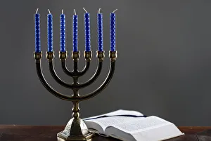 Studio Shot Prints: Open Torah and the Menorah (Seven-lamp Hebrew lampstand)