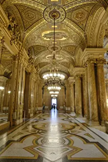 Ceilings Prints: Opera Garnier, frescoes and ornate ceiling by Paul Baudry, Paris, France, Europe
