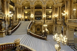 Opera House Prints: Opera Garnier, Grand Staircase, Paris, France, Europe