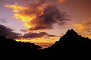 Day Break Prints: Opunohu Bay and Mount Rotui, Moorea, French Polynesia, South Pacific Ocean, Pacific