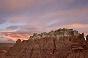 Badlands Prints: Orange clouds at dawn over the badlands