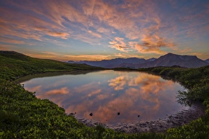 National Forest Prints: Orange clouds at dawn over a tarn