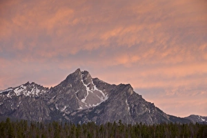 Idaho Prints: Orange clouds over McGowen Peak at sunset, Sawtooth National Recreation Area