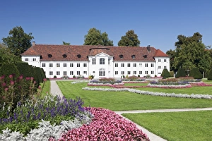 Flower Bed Prints: Orangery at Court Garden Hofgarten, Kempten, Schwaben, Bavaria, Germany, Europe