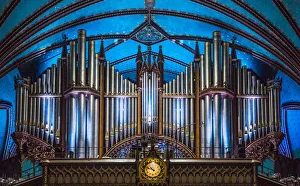 Quebec Prints: The Organ in Notre-Dame Basilica, Montreal, Quebec, Canada, North America