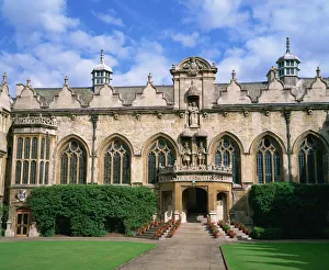 College Prints: Oriel College, Oxford, Oxfordshire, England, United Kingdom, Europe