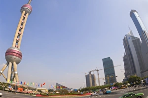 Lujiazui Prints: Oriental Pearl Tower and Lujiazui Finance and Trade zone, Shanghai, China, Asia