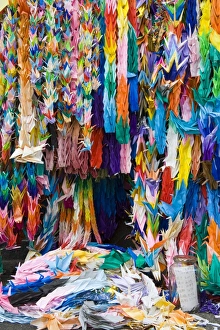 Wreath Prints: Origami wreaths at Atomic Bomb Hypocenter, Nagasaki, Kyushu Region, Japan, Asia