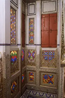 Rajput Prints: Original old stained glass windows and raised gilded plasterwork