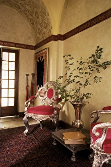 Hall Way Prints: Original silver throne chairs from a Maharajahs palace
