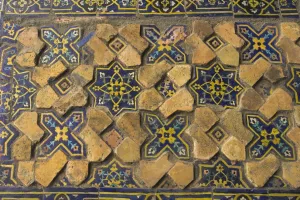 Masjid E Jam Prints: Detail of original tilework in courtyard of the Friday Mosque or Masjet-eJam