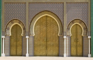 Ornate doorway at the Royal Palace, Fez, Morocco, North Africa, Africa