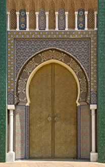Ornate doorway at the Royal Palace, Fez, Morocco, North Africa, Africa