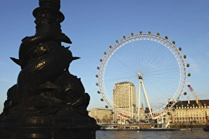 Ferris Wheels Prints: Ornate fish lamppost on the Embankment