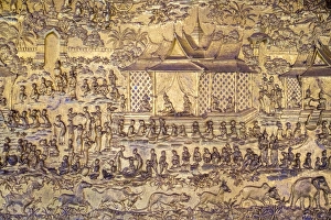Laos Prints: Ornate golden decorative panel