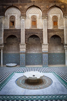 Fes El Bali Prints: The ornate interior of Madersa Bou Inania