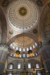 Directly Below Prints: Ornate interior of the New Mosque, Istanbul, Turkey, Europe