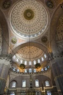 Ornate interior of the New Mosque, Istanbul, Turkey, Europe