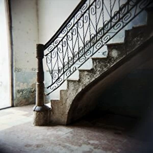 Railing Gallery: Ornate ironwork on stairs, Cienfuegos, Cuba, West Indies, Central America