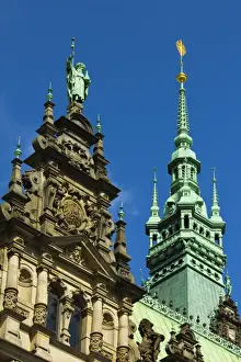 Stereotypically German Prints: Ornate neo-renaissance architecture of the Hamburg Rathaus (City Hall)