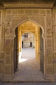 Ornate palace doorway, Jaisalmer, Western Rajasthan, India, Asia