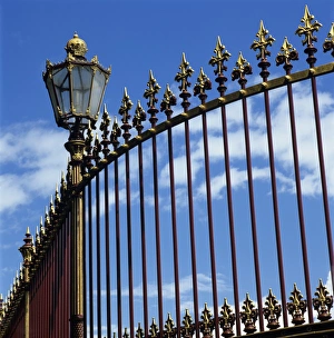 Railings Prints: Ornate street light and railings, Vienna, Austria, Europe