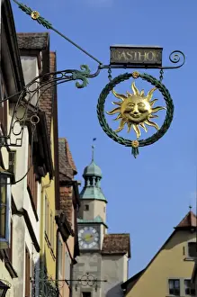 Rothenburg Prints: Ornate wrought iron shop sign advertising a gasthof (guesthouse)