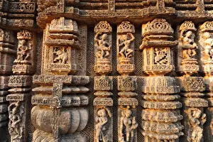 Typically Indian Prints: Ornately carved dancers and musicians on the Kalinga style Konark Sun Temple to Surya