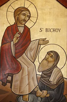 Details Prints: Orthodox Coptic icon of St. Bichoy, Chatenay-Malabry, Hauts de Seine, France, Europe