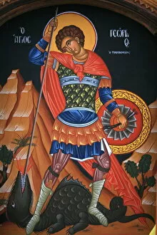 Images Dated 16th April 2006: Orthodox icon showing St. George, Mount Athos, Greece, Europe