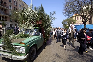 Orthodox procession on Palm Sunday in the Solidere quarter, Beirut, Lebanon, Middle East