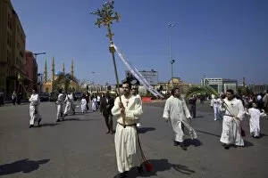Images Dated 28th March 2010: Orthodox procession on Palm Sunday in the Solidere quarter, Beirut, Lebanon, Middle East