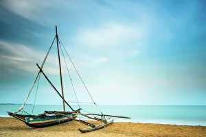 Sri Lanka Prints: Oruwa, Sri Lankan fishing boat, Negombo, Sri Lanka, Asia