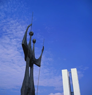 Brasilia Prints: Os Candangos Monument, Brasilia, Brazil