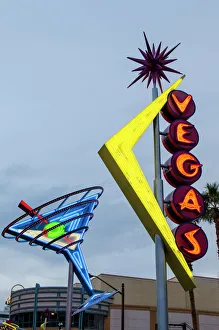 Oscars Neon Martini Glass and Vegas neon signs, Fremont Street, Neon Museum, Las Vegas Oscars Neon Martini Glass and Vegas neon signs, Fremont Street, Neon Museum, Las Vegas