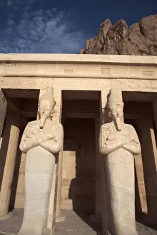 Hatshepsut Prints: Osirid statues at Deir al Bahri, Funerary Temple of Hatshepsut, Thebes