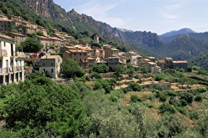 Hill Town Prints: Ota, Corsica, France, Europe