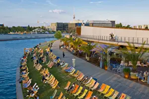 Spree Prints: Outdoor beach along the Spree, opposite the Lehrter Railway station, Berlin