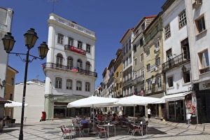 Pavement Cafes Prints: An outdoor cafe at the Largo de Portagem public square in Coimbra, Beira Litoral