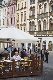 Outdoor cafe in Upper Square (Horni Namesti), Olomouc, Moravia, Czech Republic, Europe Outdoor cafe in Upper Square (Horni Namesti), Olomouc, Moravia, Czech Republic, Europe