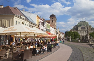 Slovakia Prints: Outdoor cafes in Hlavne Nam (Main Square), Kosice, Kosice Region, Slovakia, Europe