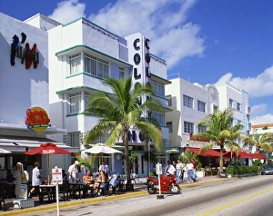 South Beach Prints: Outdoor cafes near the Colony Hotel, Ocean Drive, Art Deco District, Miami Beach
