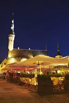 Outdoor cafes in Town Hall Square (Raekoja Plats), Tallinn, Estonia, Baltic States