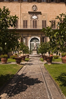 Terra Cotta Prints: The outdoor courtyard of Palazzo Medici Riccardi, Florence, Tuscany, Italy, Europe