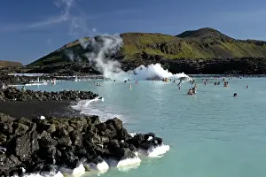Thermal Areas Prints: Outdoor geothermal swimming pool and power plant at the Blue Lagoon